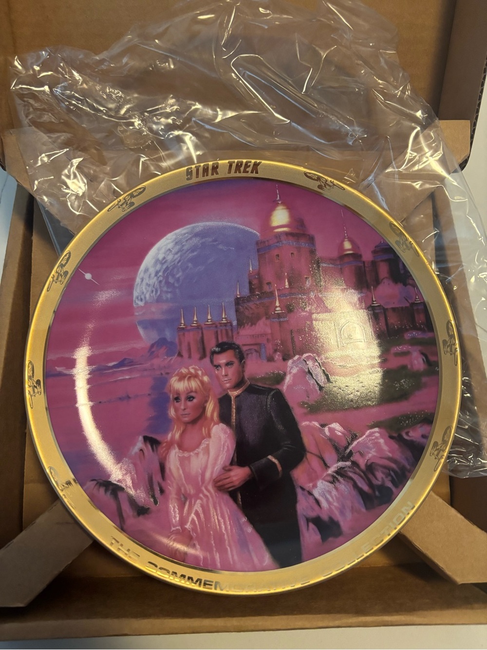 Star Trek The Menagerie Ernst Gold lined Collectors plate w/ Certificate Vintage